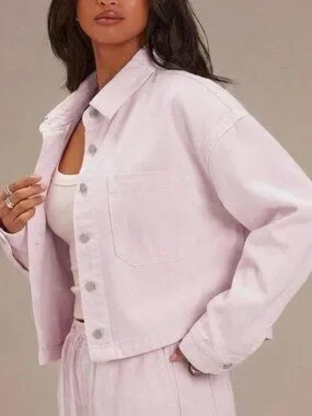 ZARA Baby Pink Casual Women's Denim Denim Shirt